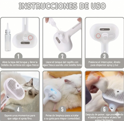 Cepillo rociador para pelo de mascotas